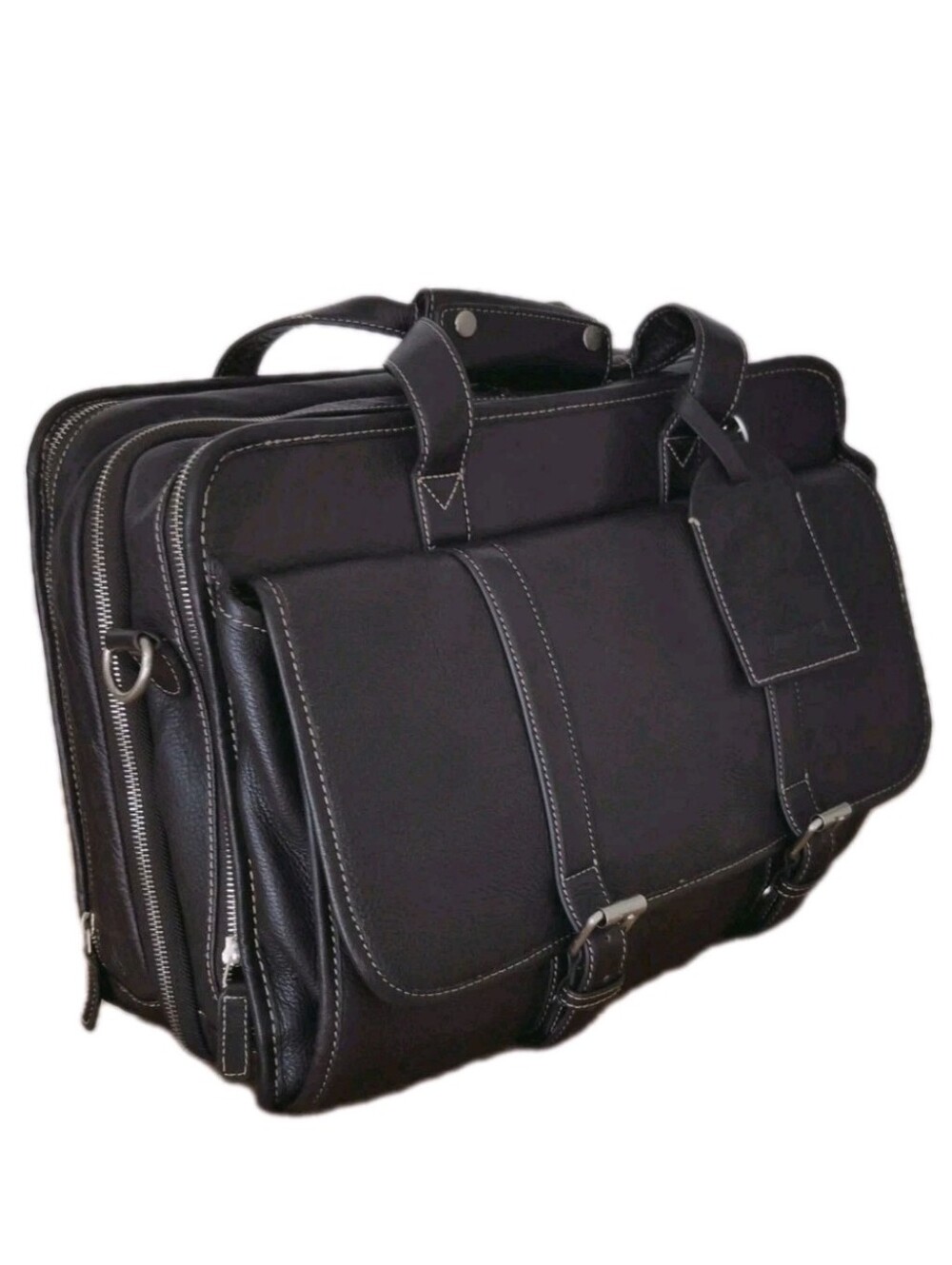 Levenger Luxury Pebbled Leather Expandable Briefcase.